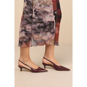 Lulus Burgundy Kitten Heel Slingback Size 9 brand new in box, never been used.